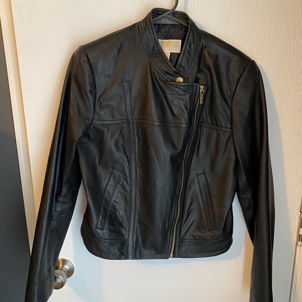 Michael kors leather bomber worn once